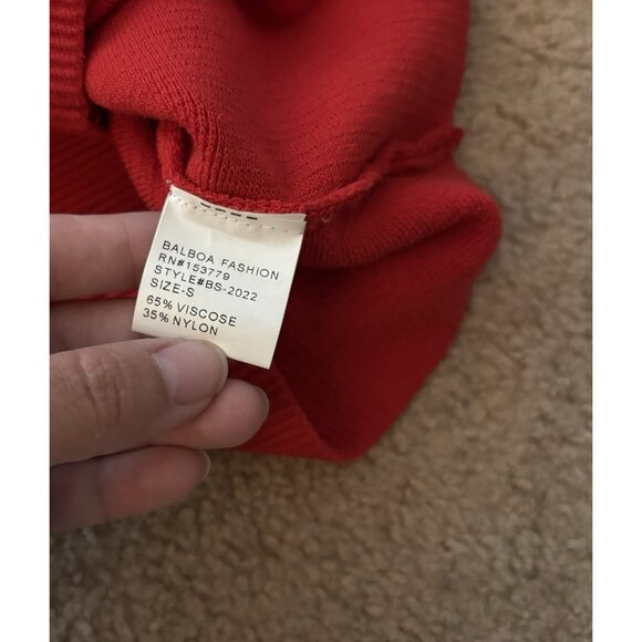Balboa Zip Up Crop Top Red Puff Sleeves Size Small - Picture 7 of 7